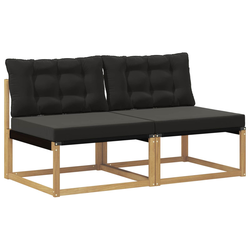Środkowa sofa ogrodowa Drewno akacji i tekstylen Biały
