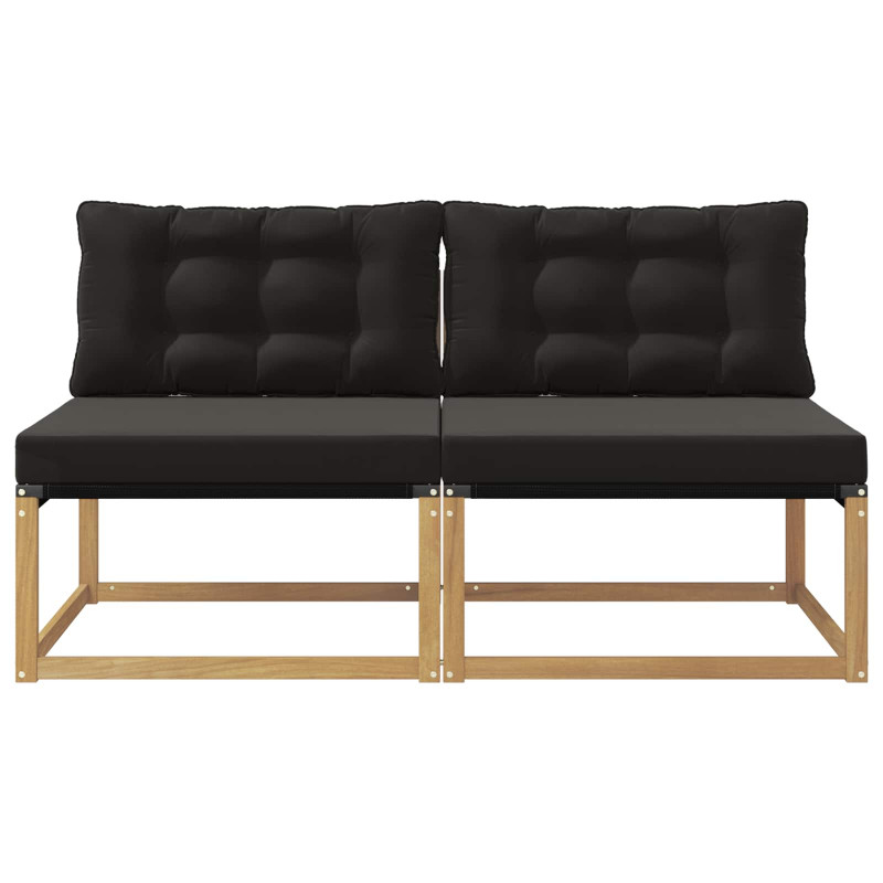 Środkowa sofa ogrodowa Drewno akacji i tekstylen Biały