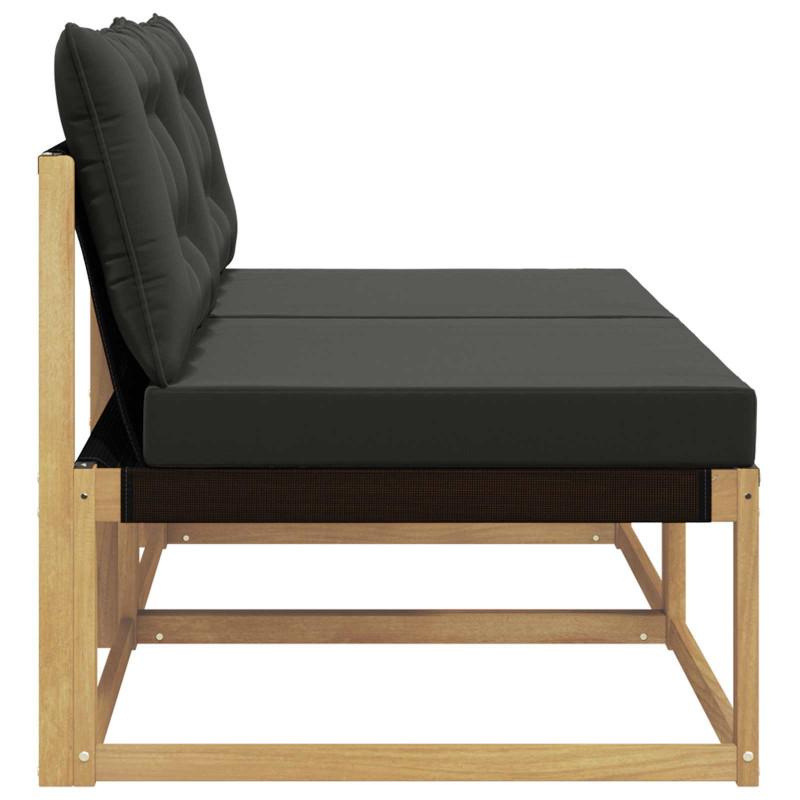 Środkowa sofa ogrodowa Drewno akacji i tekstylen Biały