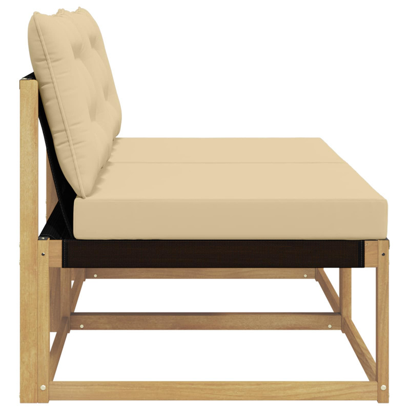 Środkowa sofa ogrodowa Drewno akacji i tekstylen Biały