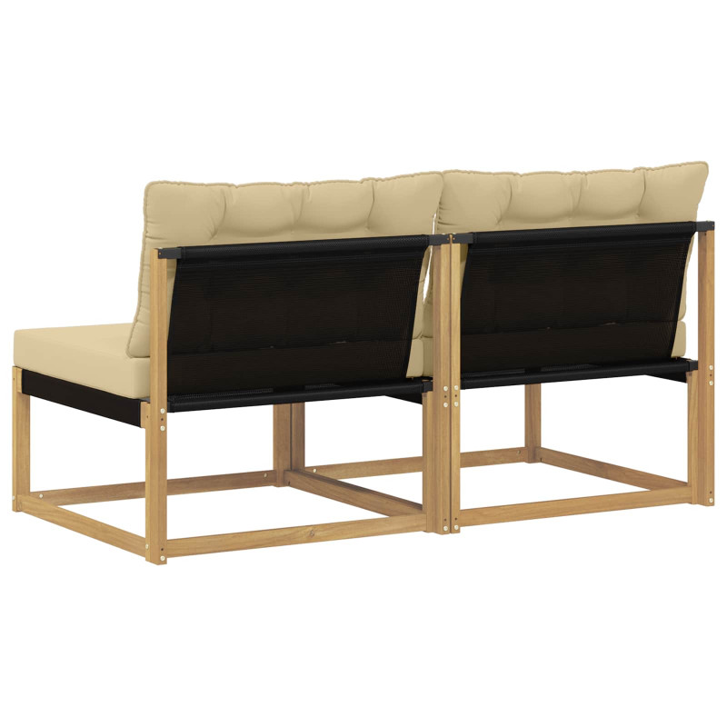 Środkowa sofa ogrodowa Drewno akacji i tekstylen Biały