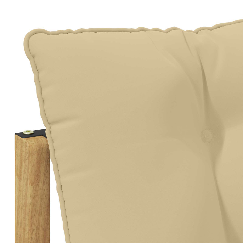 Środkowa sofa ogrodowa Drewno akacji i tekstylen Biały