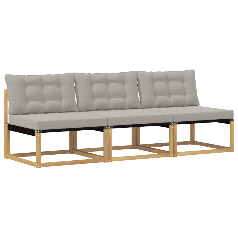 Środkowa sofa ogrodowa Drewno akacji i tekstylen Biały