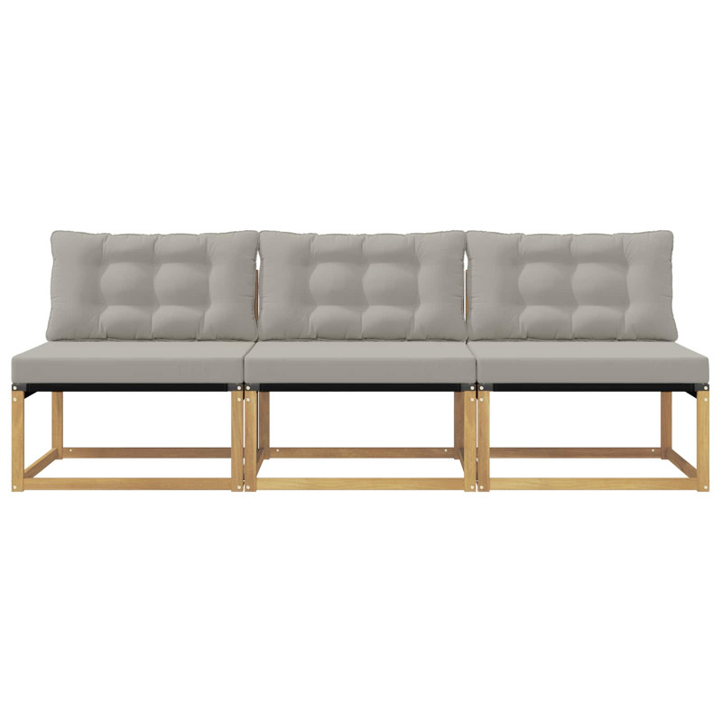 Środkowa sofa ogrodowa Drewno akacji i tekstylen Biały
