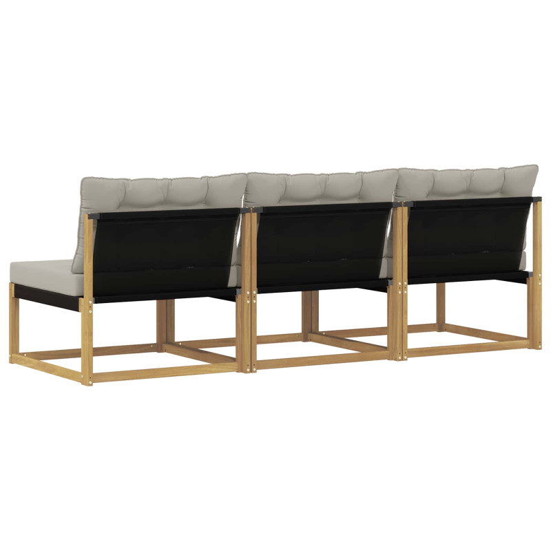 Środkowa sofa ogrodowa Drewno akacji i tekstylen Biały