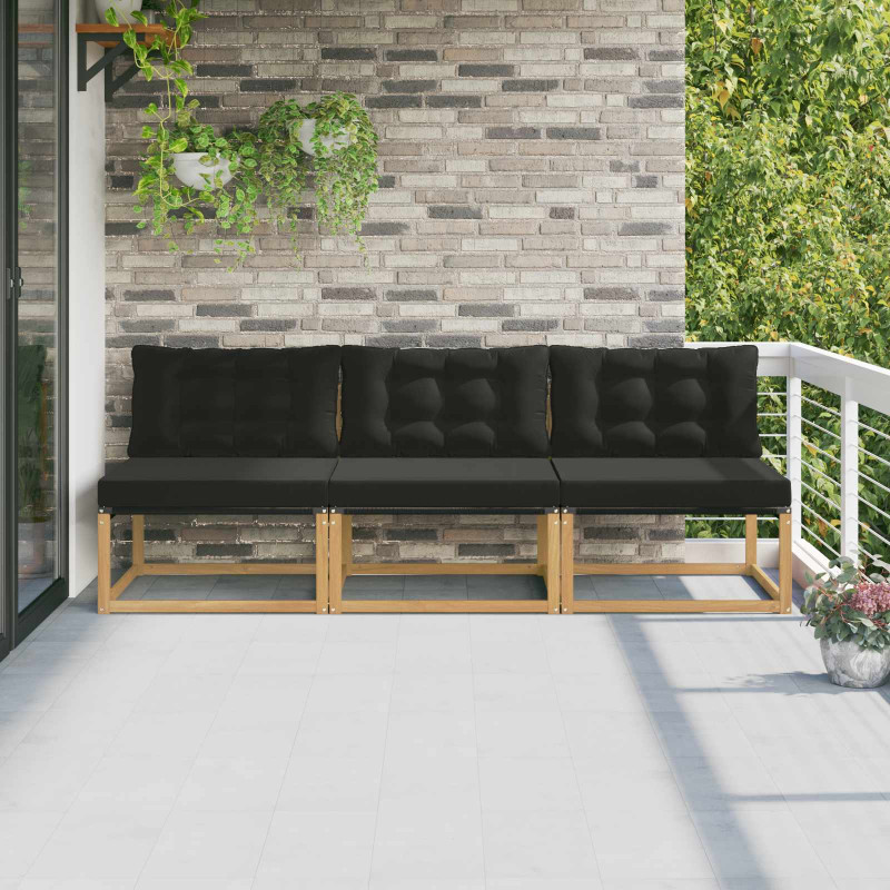 Środkowa sofa ogrodowa Drewno akacji i tekstylen Biały