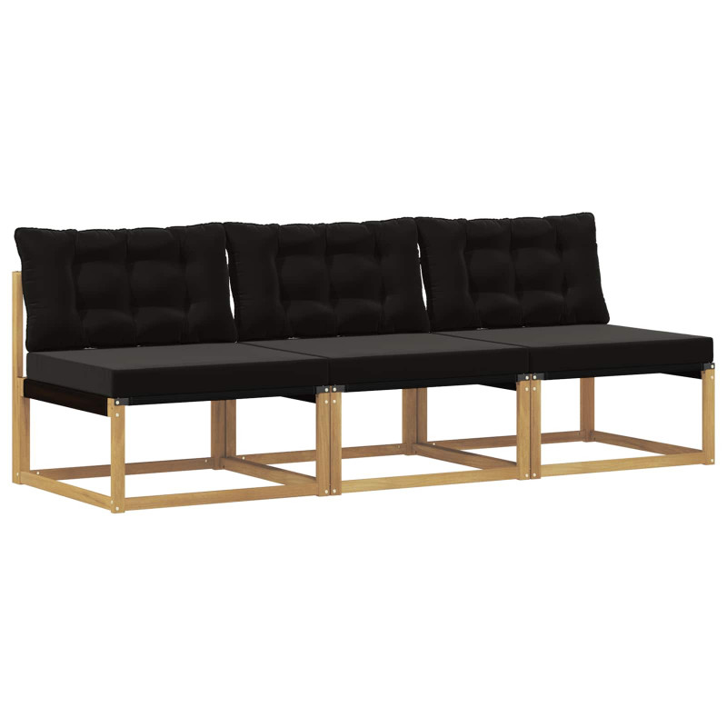 Środkowa sofa ogrodowa Drewno akacji i tekstylen Biały