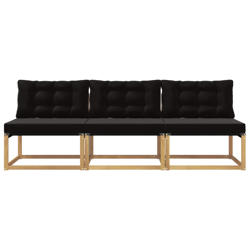 Środkowa sofa ogrodowa Drewno akacji i tekstylen Biały