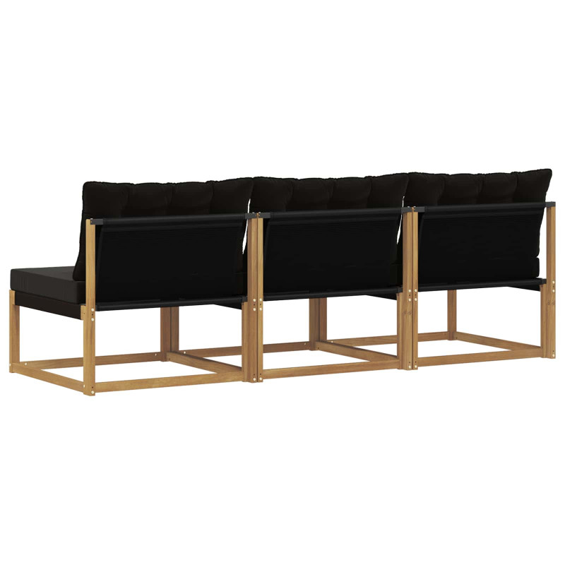 Środkowa sofa ogrodowa Drewno akacji i tekstylen Biały