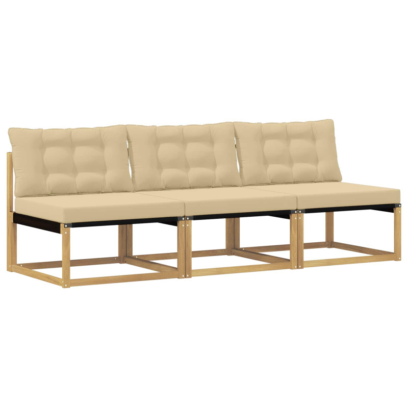 Środkowa sofa ogrodowa Drewno akacji i tekstylen Biały