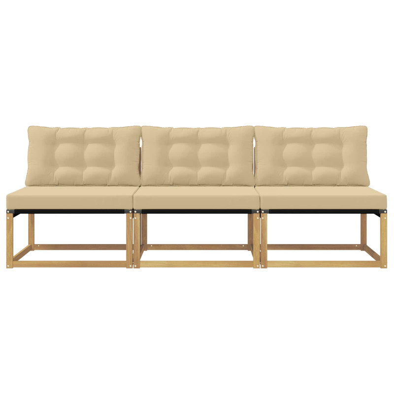 Środkowa sofa ogrodowa Drewno akacji i tekstylen Biały
