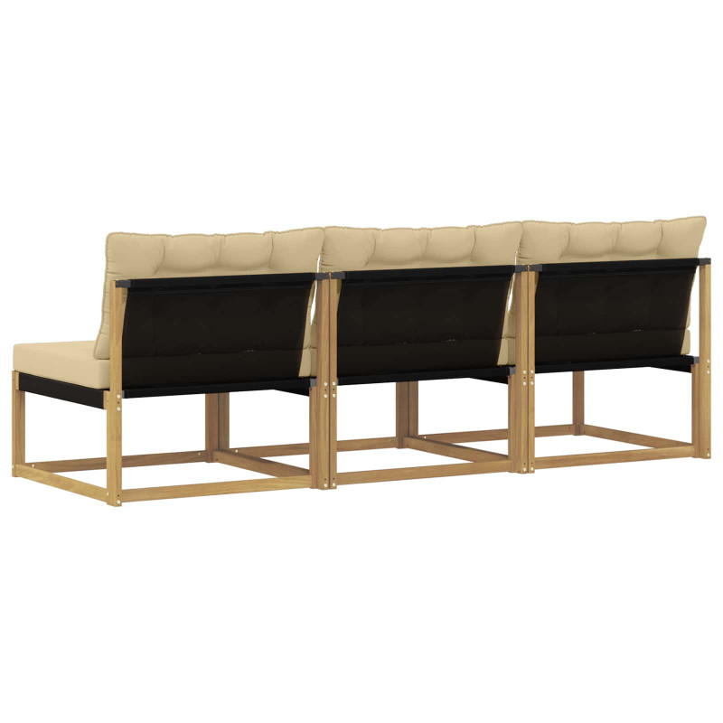 Środkowa sofa ogrodowa Drewno akacji i tekstylen Biały