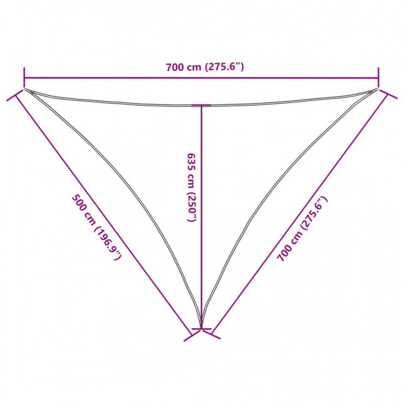 Żagiel ogrodowy, tkanina Oxford, trójkąt, 5x7x7m, ciemnozielony