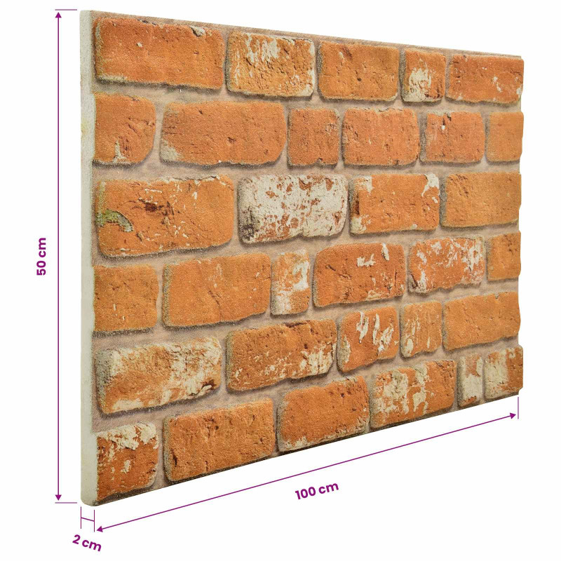 Panele ścienne 10 pcs Cegła 100 x 50 cm Pianka EPS