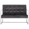 2-osobowa sofa z podłokietnikami, ciemnoszara, chrom i aksamit