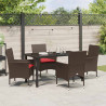 Zestaw stół i krzesła z poduszką 5 pcs Brązowy Rattan PE