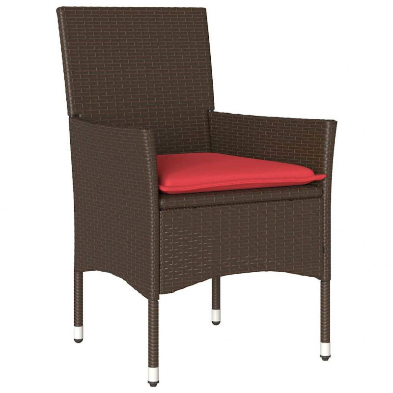Zestaw stół i krzesła z poduszką 5 pcs Brązowy Rattan PE