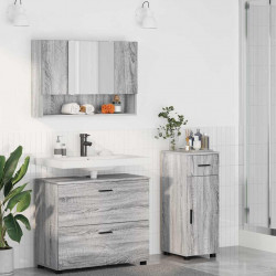 Zestaw mebli łazienkowych z szufladą z półką 3 pcs Szary Sonoma