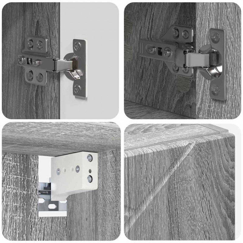 Zestaw mebli łazienkowych z szufladą z półką 4 pcs Szary Sonoma