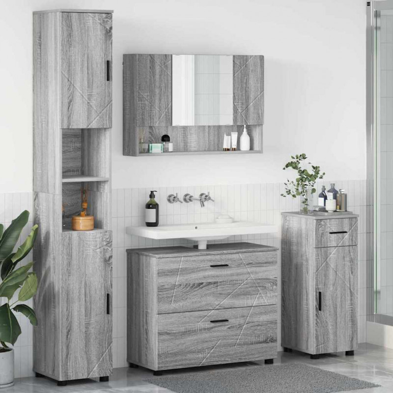 Zestaw mebli łazienkowych z szufladą z półką 4 pcs Szary Sonoma