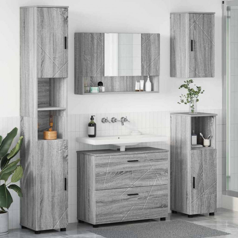 Zestaw mebli łazienkowych z szufladą z półką 5 pcs Szary Sonoma