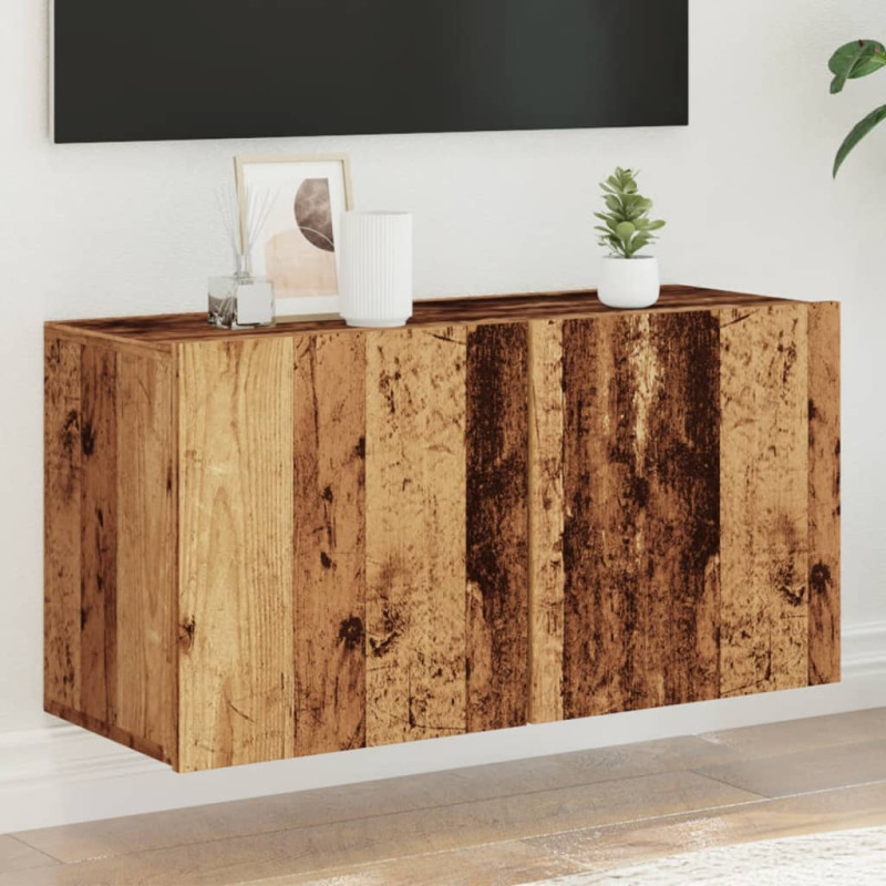Ścienna szafka TV, stare drewno, 80x30x41 cm