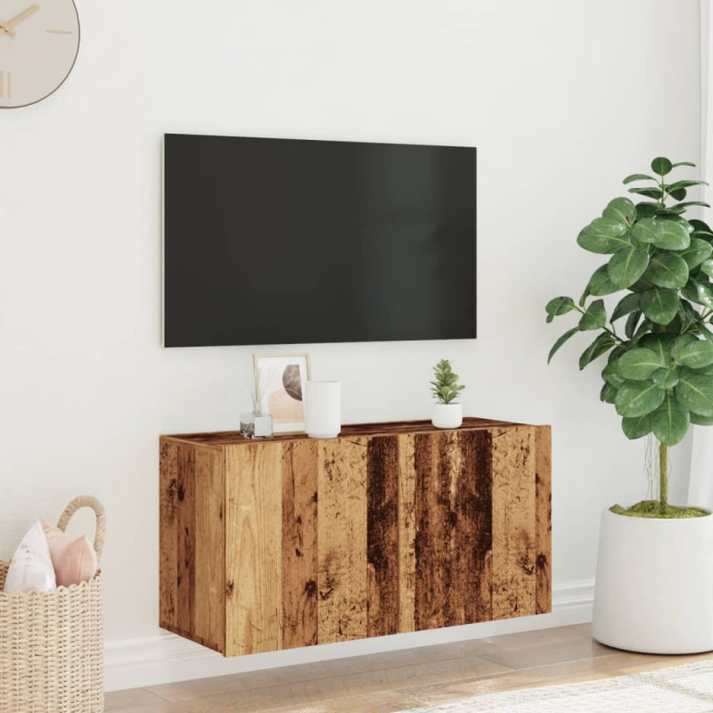 Ścienna szafka TV, stare drewno, 80x30x41 cm