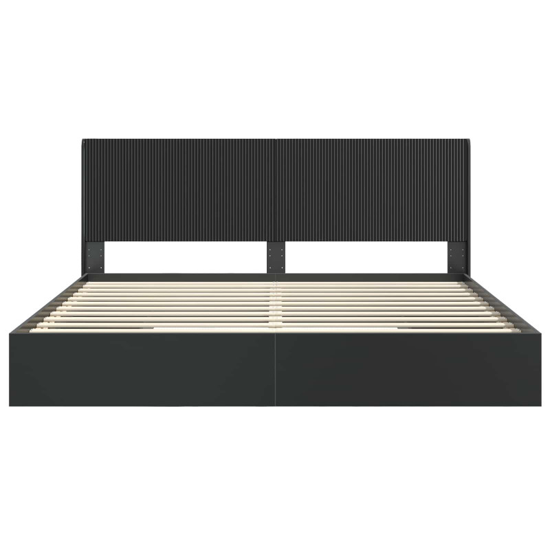 Stelaż łóżka z przechowywaniem i zagłówkiem Czarny 200 x 200 cm