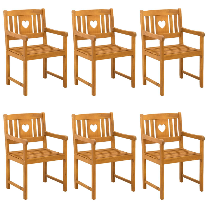 Ławka ogrodowa 6 pcs naturalny 56 x 55,5 x 90 cm