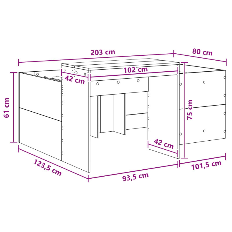 Pojedyncze łóżko dla dzieci z biurkiem Biały 80 x 200 cm