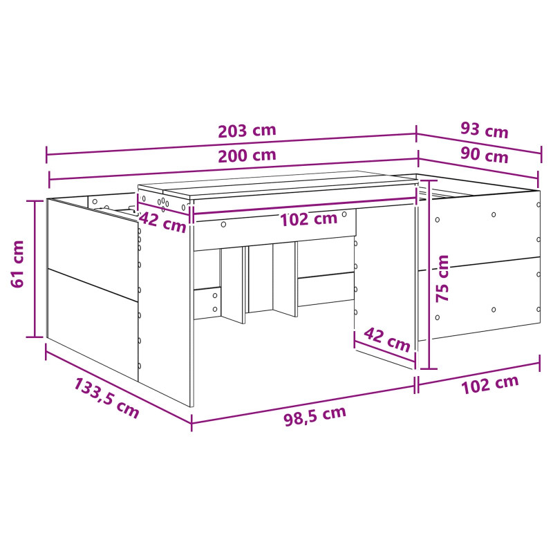 Pojedyncze łóżko dla dzieci z biurkiem Biały 90 x 200 cm