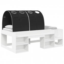 Łóżko z tunelami 3 pcs biały i czarny Drewno inżynieryjne