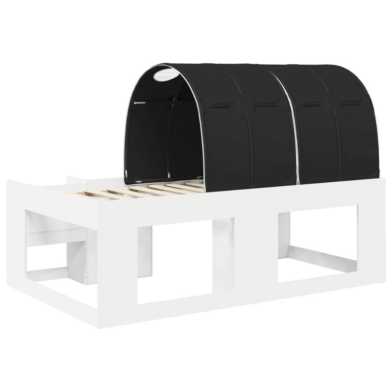 Łóżko z tunelami 3 pcs biały i czarny Drewno inżynieryjne