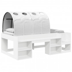 Łóżko z tunelami z półką 3 pcs Biały Drewno inżynieryjne