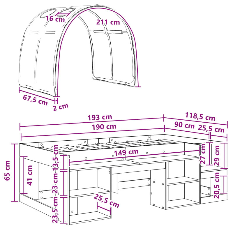 Łóżko z tunelami 3 pcs Biały i czerwony Materiał drewnopochodny
