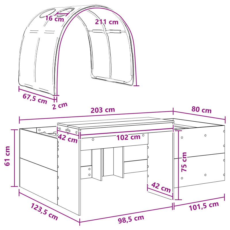 Rama łóżka z tunelem Biały i niebieski 80 x 200 cm