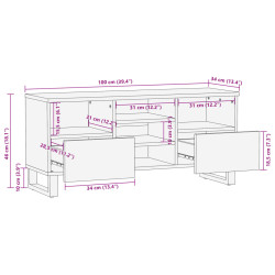 Szafka pod telewizor, 100x34x46 cm, lite drewno mango