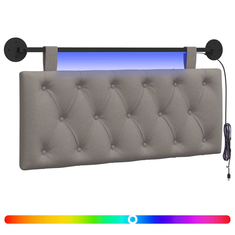 Wezgłowie wiszące Z lampą LED Ciemnoszary tkanina