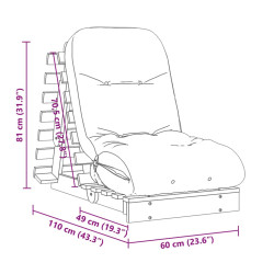 Sofa rozkładana typu futon, z materacem, 60x206x11 cm, sosnowa