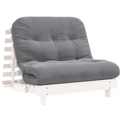 Sofa rozkładana typu futon, z materacem, biała, 100x206x11 cm