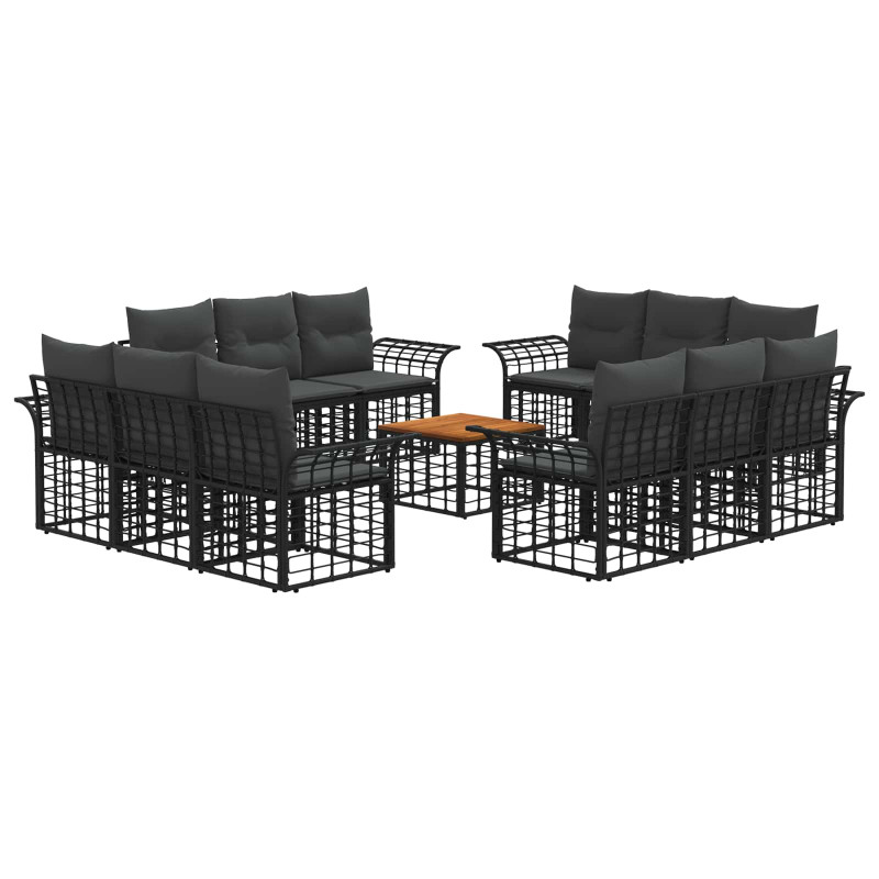 Zestaw sof na zewnątrz 13 pcs Czarny i Ciemnoszary Poliester