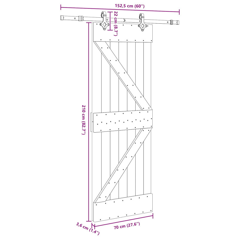 Drzwi przesuwne NARVIK 70 x 210 cm (152,5 cm)