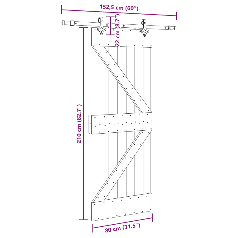 Drzwi przesuwne NARVIK 80 x 210 cm (152,5 cm)