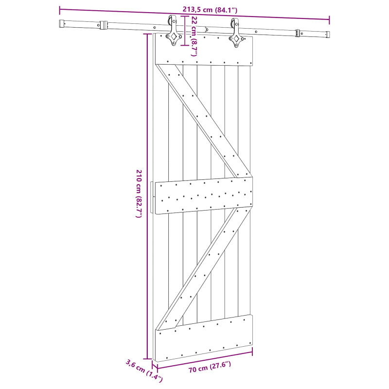 Drzwi przesuwne NARVIK 70 x 210 cm (213,5 cm)