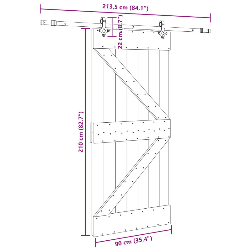 Drzwi przesuwne NARVIK 90 x 210 cm (213,5 cm)