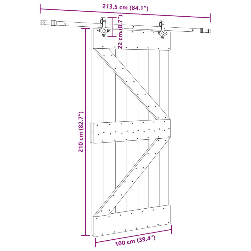 Drzwi przesuwne NARVIK 100 x 210 cm (213,5 cm)