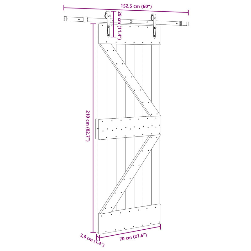 Drzwi przesuwne NARVIK 70 x 210 cm (152,5 cm)