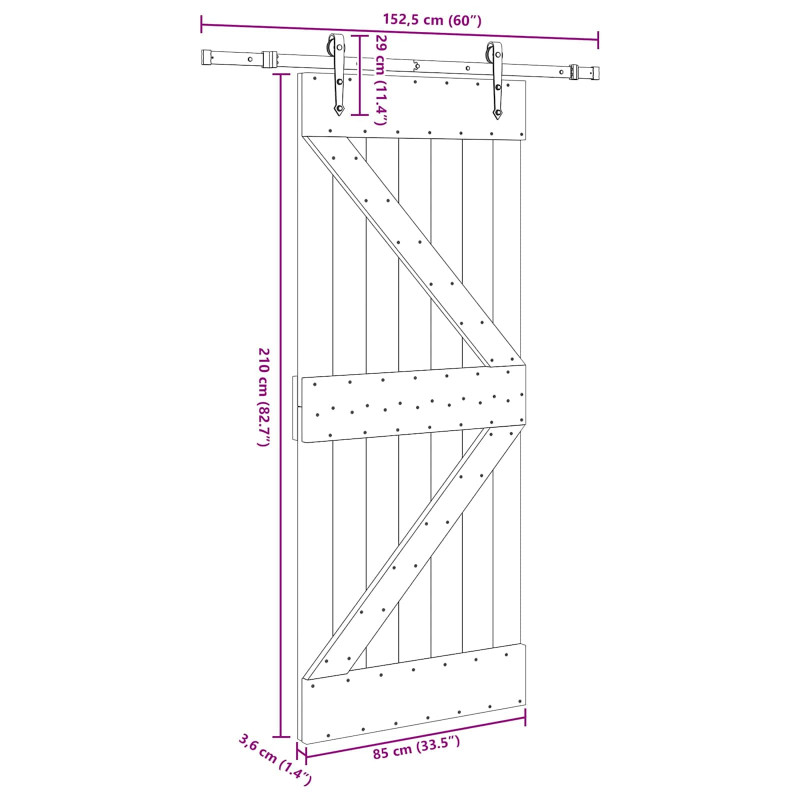 Drzwi przesuwne NARVIK 85 x 210 cm (152,5 cm)