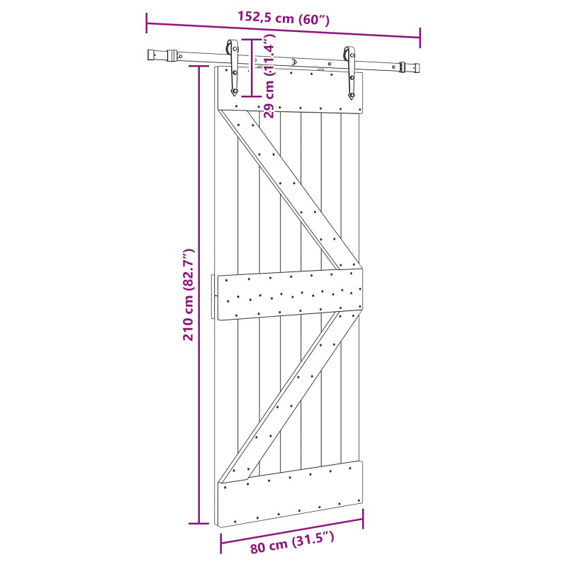 Drzwi przesuwne NARVIK 80 x 210 cm (152,5 cm)