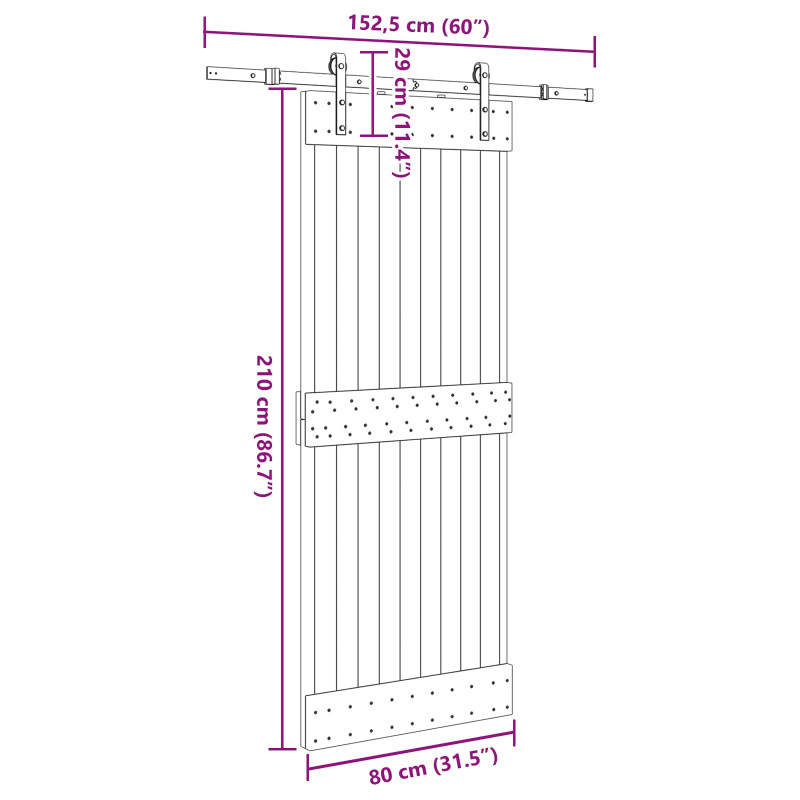 Drzwi przesuwne NARVIK 80 x 210 cm (152,5 cm)